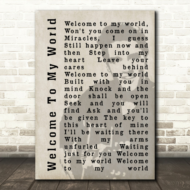 Elvis Presley Welcome To My World Shadow Song Lyric Print