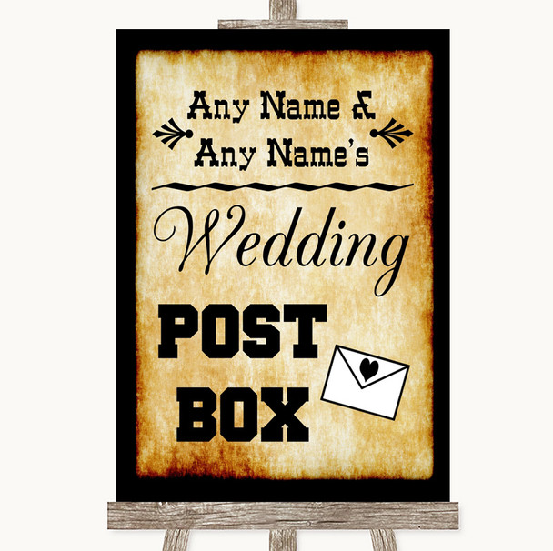 Western Card Post Box Personalized Wedding Sign