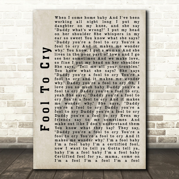 The Rolling Stones Fool To Cry Shadow Song Lyric Print