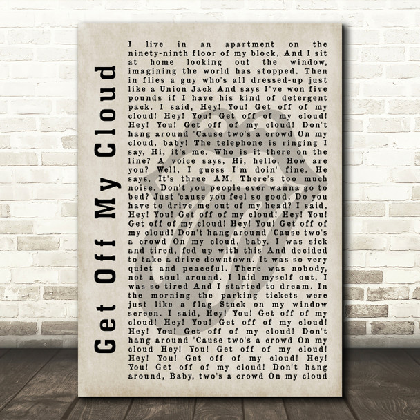 The Rolling Stones Get Off My Cloud Shadow Song Lyric Print