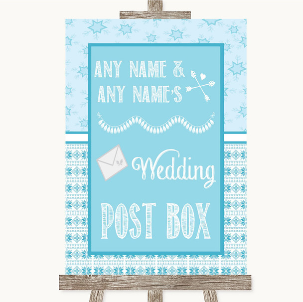 Winter Blue Card Post Box Personalized Wedding Sign