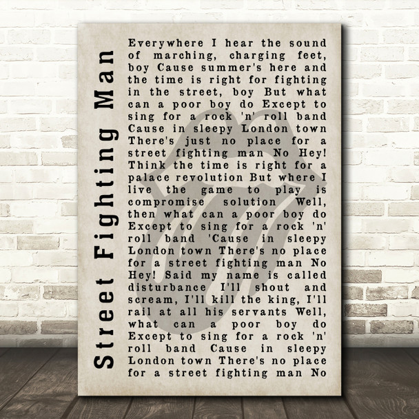 The Rolling Stones Street Fighting Man Shadow Song Lyric Print