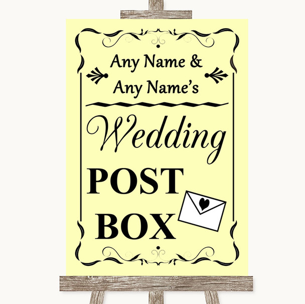 Yellow Card Post Box Personalized Wedding Sign