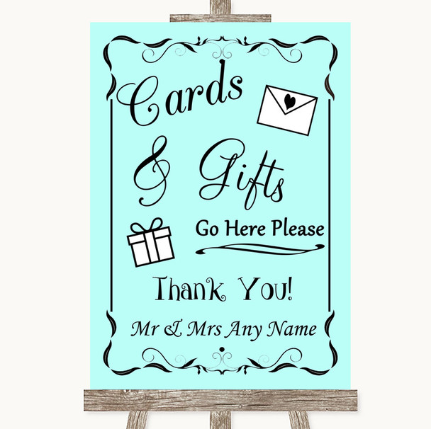Aqua Cards & Gifts Table Personalized Wedding Sign
