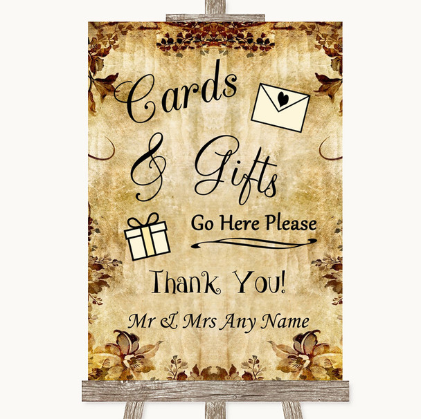Autumn Vintage Cards & Gifts Table Personalized Wedding Sign