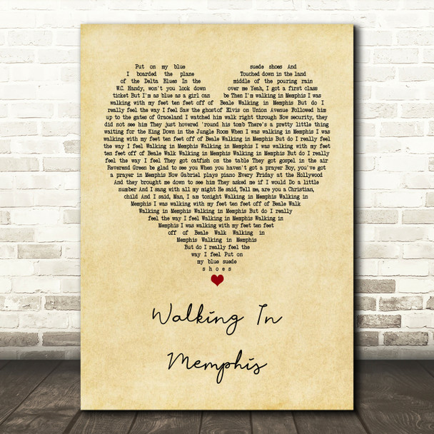 Cher Walking In Memphis Vintage Heart Song Lyric Print