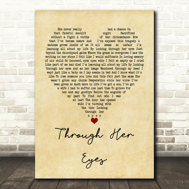 Dream Theater Through Her Eyes Vintage Heart Song Lyric Print