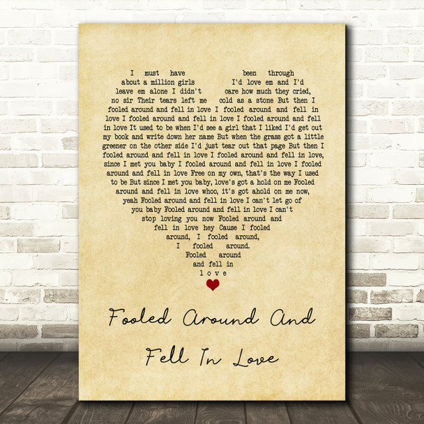 Elvin Bishop Fooled Around And Fell In Love Vintage Heart Song Lyric Print