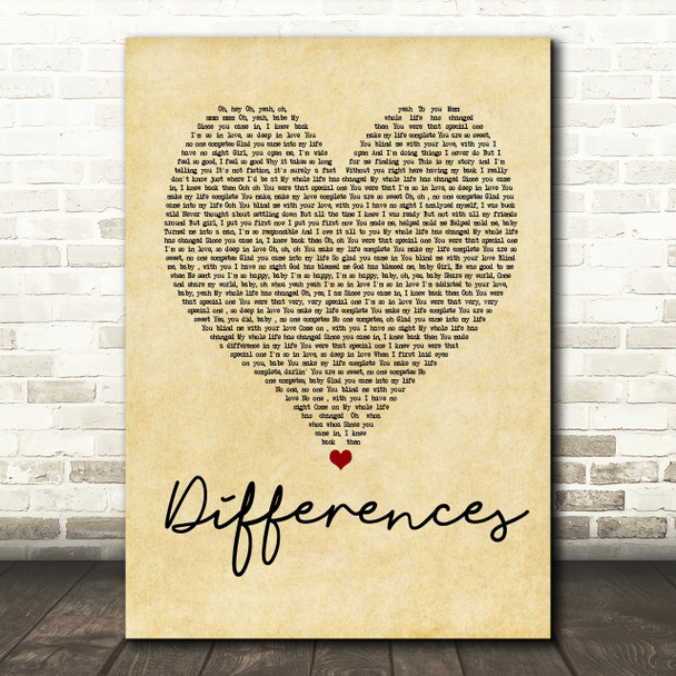 Ginuwine Differences Vintage Heart Song Lyric Print