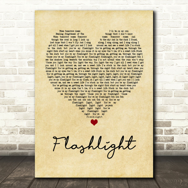 Jessie J Flashlight Vintage Heart Song Lyric Print