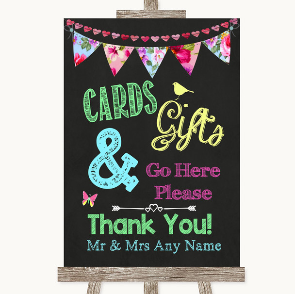 Bright Bunting Chalk Cards & Gifts Table Personalized Wedding Sign