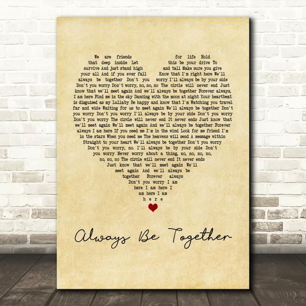 Little Mix Always Be Together Vintage Heart Song Lyric Print