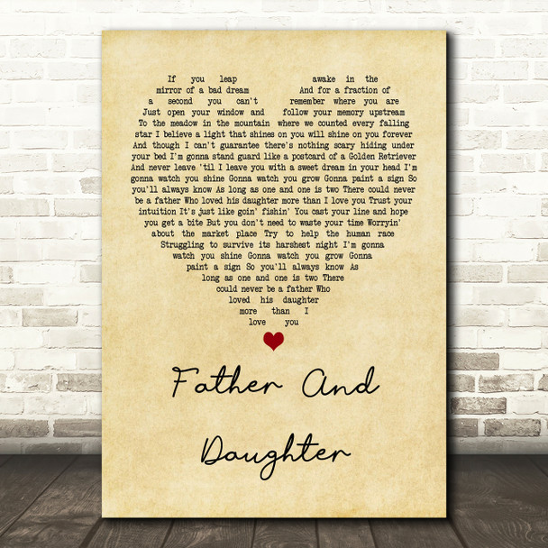 Paul Simon Father And Daughter Vintage Heart Song Lyric Print