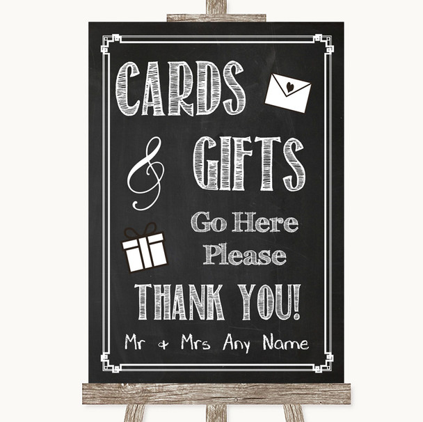 Chalk Sketch Cards & Gifts Table Personalized Wedding Sign