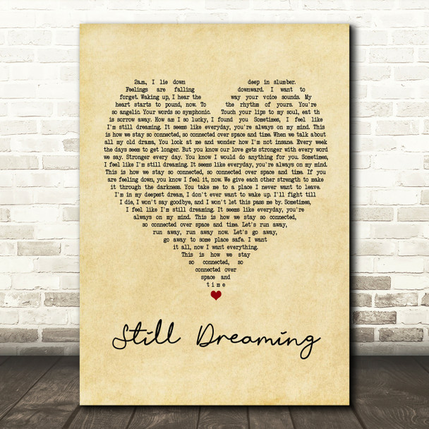 Silverstein Still Dreaming Vintage Heart Song Lyric Print