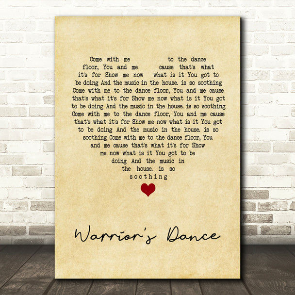 The Prodigy Warrior's Dance Vintage Heart Song Lyric Print