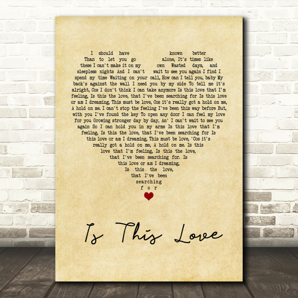 Whitesnake Is This Love Vintage Heart Song Lyric Print