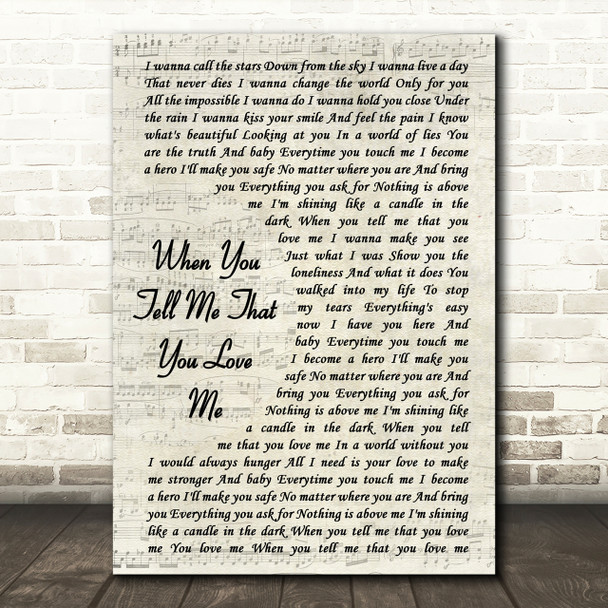 Diana Ross When You Tell Me That You Love Me Song Lyric Vintage Script Print