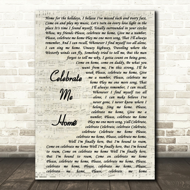 Kenny Loggins Celebrate Me Home Song Lyric Vintage Script Print