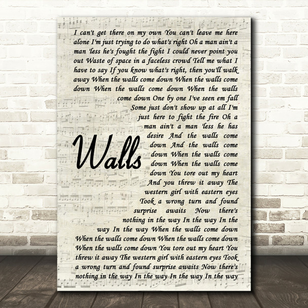 Kings Of Leon Walls Song Lyric Vintage Script Print