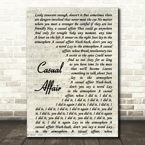 Panic! At The Disco Casual Affair Song Lyric Vintage Script Print