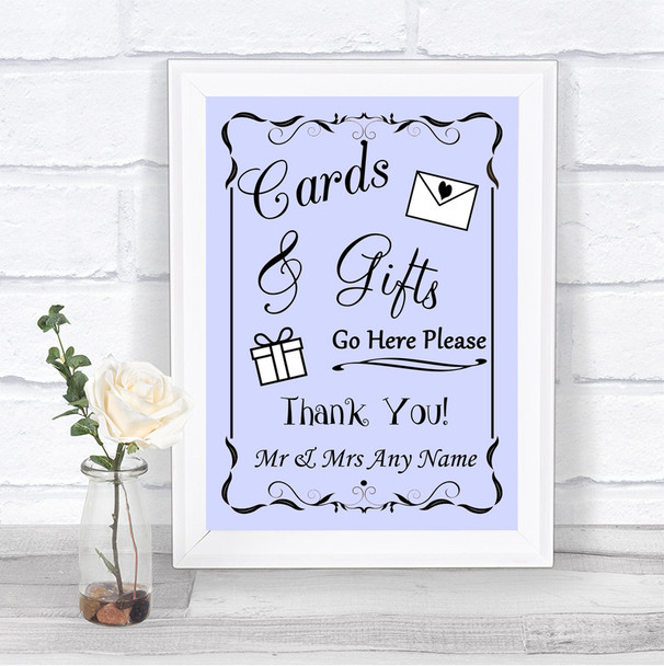 Lilac Cards & Gifts Table Personalized Wedding Sign