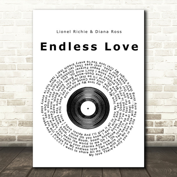 Lionel Richie & Diana Ross Endless Love Vinyl Record Song Lyric Print