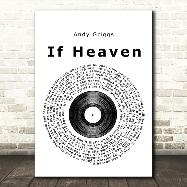 Andy Griggs If Heaven Vinyl Record Song Lyric Print