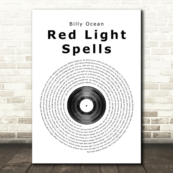 Billy Ocean Red Light Spells Danger Vinyl Record Song Lyric Print