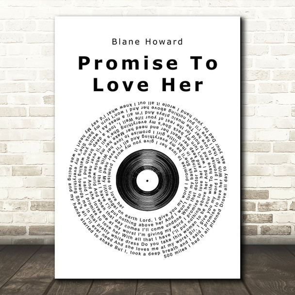 Blane Howard Promise To Love Her Vinyl Record Song Lyric Print