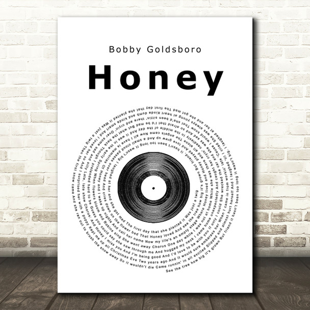 Bobby Goldsboro Honey Vinyl Record Song Lyric Print