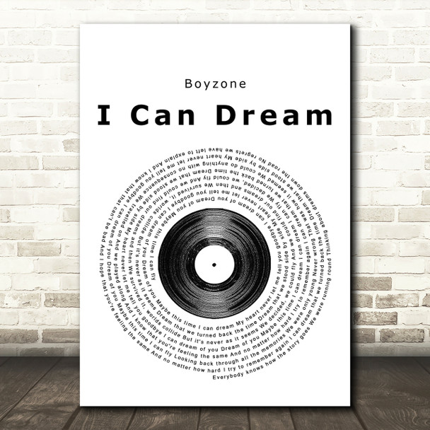 Boyzone I Can Dream Vinyl Record Song Lyric Print