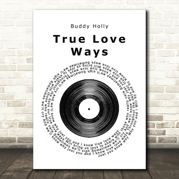 Buddy Holly True Love Ways Vinyl Record Song Lyric Print