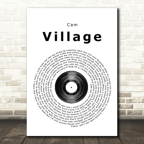 Cam Village Vinyl Record Song Lyric Print