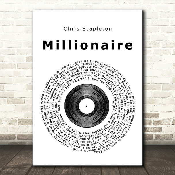 Chris Stapleton Millionaire Vinyl Record Song Lyric Print