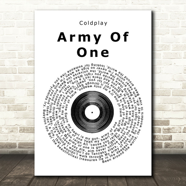 Coldplay Army Of One Vinyl Record Song Lyric Print