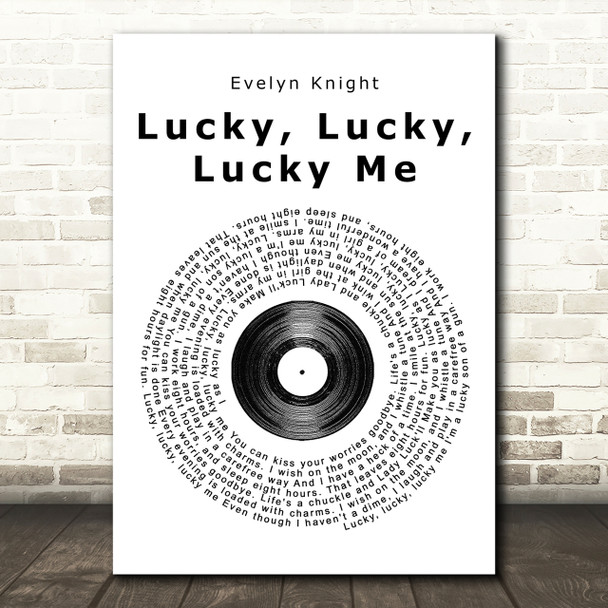 Evelyn Knight Lucky, Lucky, Lucky Me Vinyl Record Song Lyric Print
