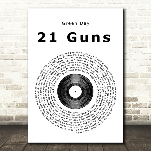 Green Day 21 Guns Vinyl Record Song Lyric Print