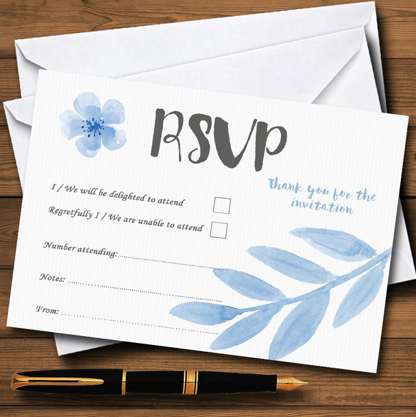 Watercolour Subtle Powder Baby Blue Personalized RSVP Cards