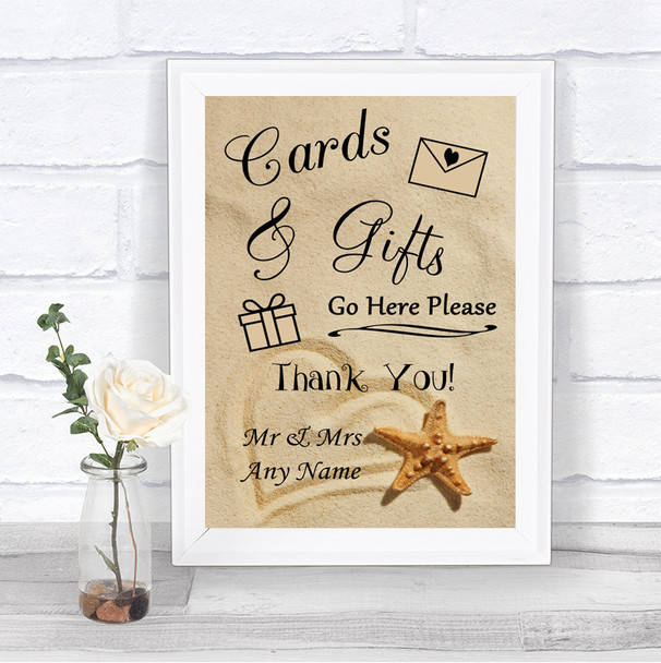 Sandy Beach Cards & Gifts Table Personalized Wedding Sign