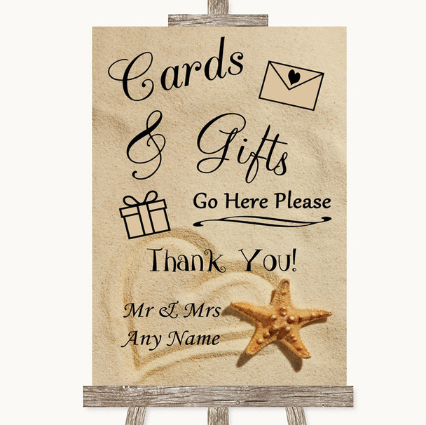 Sandy Beach Cards & Gifts Table Personalized Wedding Sign