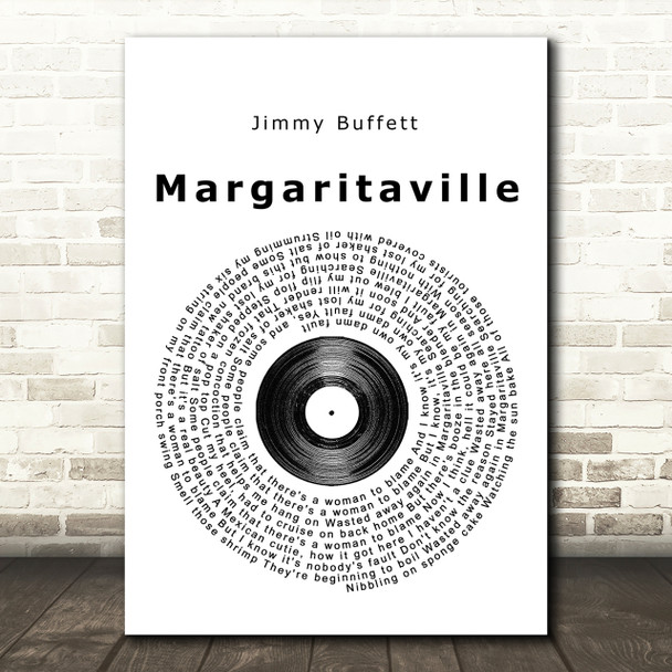 Jimmy Buffett Margaritaville Vinyl Record Song Lyric Print