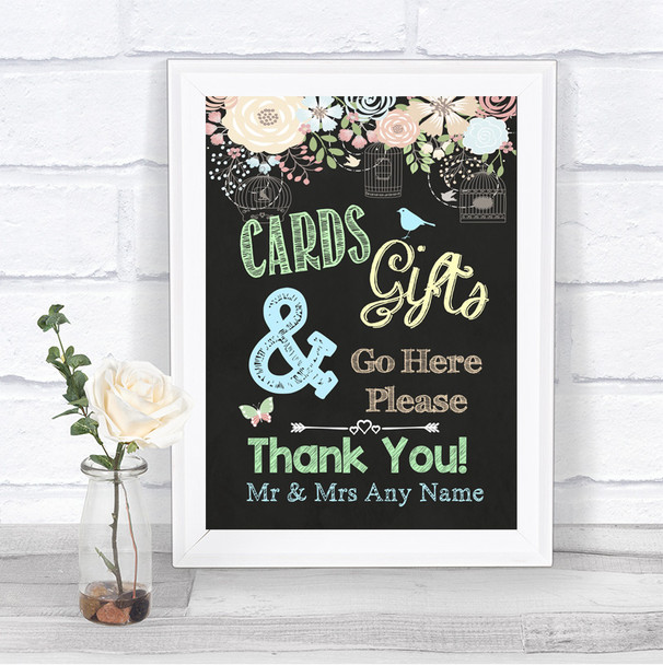 Shabby Chic Chalk Cards & Gifts Table Personalized Wedding Sign