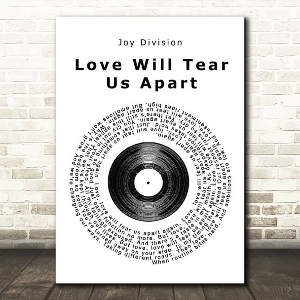 Joy Division Love Will Tear Us Apart Vinyl Record Song Lyric Print