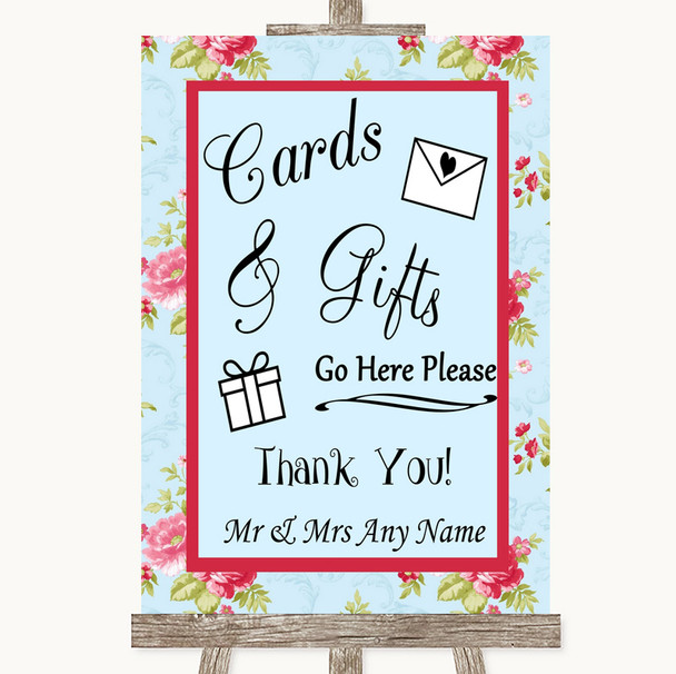 Shabby Chic Floral Cards & Gifts Table Personalized Wedding Sign