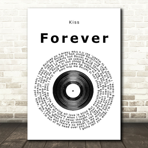 Kiss Forever Vinyl Record Song Lyric Print Kiss Forever Vinyl Record Song Lyric Print