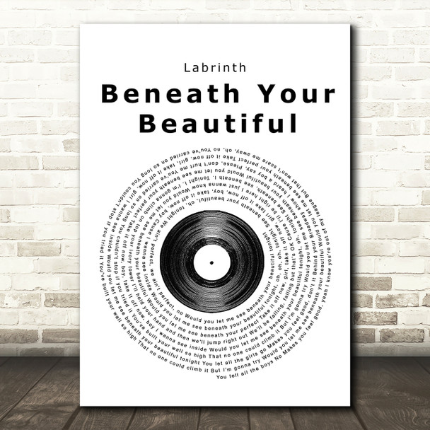 Labrinth Beneath Your Beautiful Vinyl Record Song Lyric Print