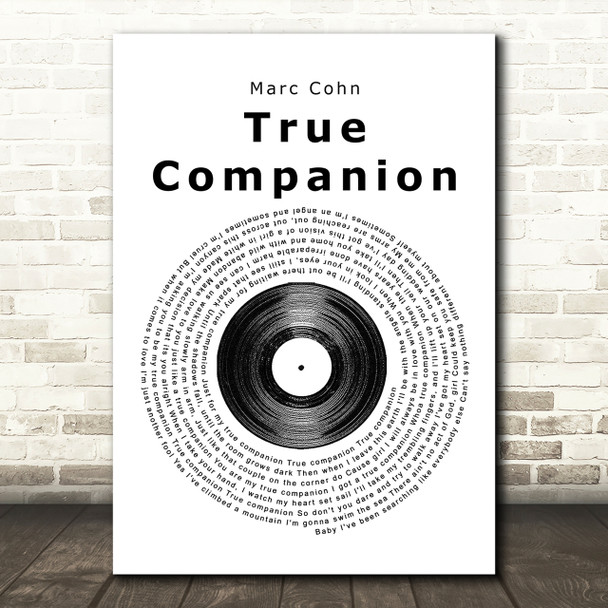 Marc Cohn True Companion Vinyl Record Song Lyric Print