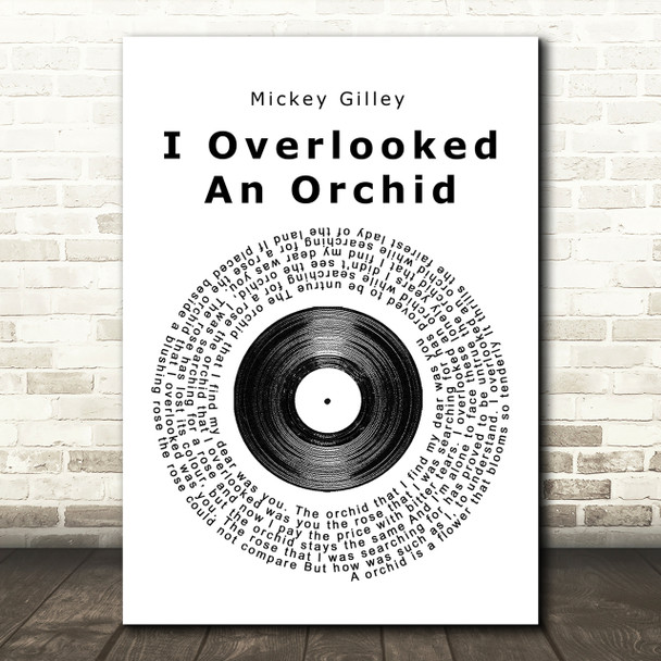 Mickey Gilley I Overlooked An Orchid Vinyl Record Song Lyric Print Mickey Gilley I Overlooked An Orchid Vinyl Record Song Lyric Print