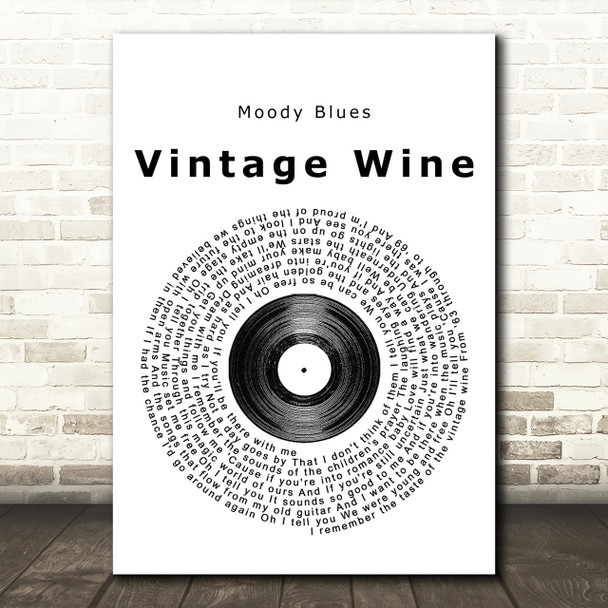 Moody Blues Vintage Wine Vinyl Record Song Lyric Print